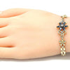 Pulsera Elegante 03.357.0010.3.07 Oro Laminado, Diseño de Flor, con Zirconia Cubica Negro y Blanca, Pulido, Dorado