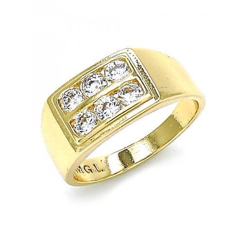 Anillo Infantil 01.185.0018.02 Oro Laminado, con Zirconia Cubica Blanca, Pulido, Dorado