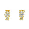 Arete Dormilona 02.213.0265 Oro Laminado, Diseño de Pescado, con Micro Pave Blanca, Pulido, Dorado