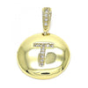 Dije Elegante 05.341.0014 Oro Laminado, Diseño de Iniciales, con Zirconia Cubica Blanca, Pulido, Dorado