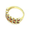 Anillo Multi Piedra 01.346.0019.2.08 Oro Laminado, Diseño de Oja, con Zirconia Cubica Granate, Pulido, Dorado