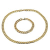 Collar y Pulso 06.116.0027.1 Acero Inoxidable, Diseño de Cubana Pave, Diamantado, Dorado