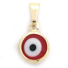 Dije Relicario 05.32.0079.1 Oro Laminado, Diseño de Ojo Griego, Esmaltado Rojo, Dorado