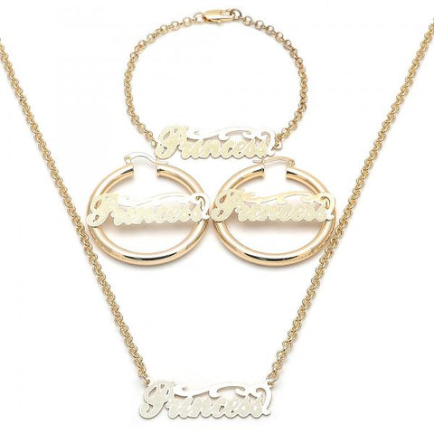 Collar, Pulso y Arete 06.63.0235 Oro Laminado, Pulido, Dorado