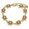 Pulsera Elegante 03.351.0053.1.07 Oro Laminado, Diseño de Tortuga, con Cristal Granate, Pulido, Dorado