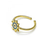 Anillo Elegante 01.213.0020 Oro Laminado, Diseño de Ojo Griego y Sol, Diseño de Ojo Griego, Esmaltado Azul Claro, Dorado