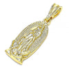 Dije Religioso 05.351.0126 Oro Laminado, Diseño de Guadalupe, Pulido, Dorado