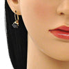 Arete Gancho Frances 5.128.075.1 Oro Laminado, con Zirconia Cubica Negro, Pulido, Dorado