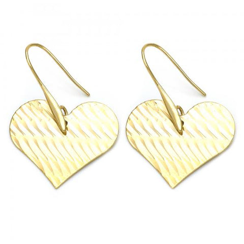 Arete Colgante 02.63.1162 Oro Laminado, Diseño de Corazon, Dorado
