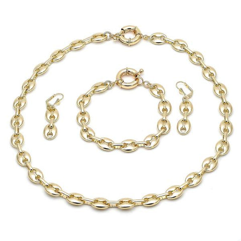 Collar, Pulso y Arete 06.372.0069 Oro Laminado, Diseño de Chunky, Pulido, Dorado