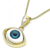Collares con Dije 04.351.0027.20 Oro Laminado, Diseño de Ojo Griego, Pulido, Dorado