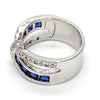 Anillo Multi Piedra 01.210.0045.5.09 Rodio Laminado, con Zirconia Cubica Zafiro Azul y Blanca, Pulido, Rodinado
