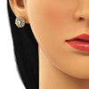 Arete Dormilona 02.387.0033.5 Oro Laminado, Diseño de Flor, con Zirconia Cubica Blanca, Pulido, Dorado