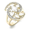 Anillo Multi Piedra 01.210.0107.07 Oro Laminado, con Zirconia Cubica Blanca, Pulido, Dorado