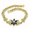 Pulsera Elegante 03.357.0010.3.07 Oro Laminado, Diseño de Flor, con Zirconia Cubica Negro y Blanca, Pulido, Dorado