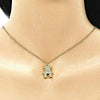 Dije Elegante 05.381.0002 Oro Laminado, Diseño de Osito, con Micro Pave Blanca y Negro, Pulido, Dorado