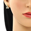 Arete Dormilona 02.195.0152 Oro Laminado, con Micro Pave Blanca, Pulido, Dorado