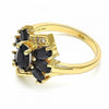 Anillo Multi Piedra 01.365.0008.07 Oro Laminado, con Zirconia Cubica Negro y Blanca, Pulido, Dorado
