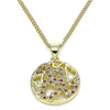 Collares con Dije 04.199.0021.1.20 Oro Laminado, Diseño de Corazon, con Micro Pave Granate y Blanca, Pulido, Dorado