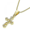 Collares con Dije 04.242.0102.20 Oro Laminado, Diseño de Crucifijo, Pulido, Dorado
