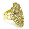 Anillo Elegante 01.233.0027.07 Oro Laminado, Diseño de Arco y Filigrana, Diseño de Arco, Diamantado, Dorado