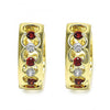 Argolla Huggie 02.237.0031.15 Oro Laminado, con Zirconia Cubica Granate y Blanca, Pulido, Dorado