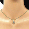 Collares con Dije 04.210.0056.1.20 Oro Laminado, Diseño de Mano de Dios, con Micro Pave Multicolor y Blanca, Pulido, Dorado