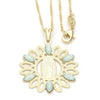 Collares con Dije 04.09.0054.1.18 Oro Laminado, Diseño de Guadalupe, con Opal Aguamarina, Pulido, Dorado