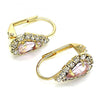 Arete Gancho Frances 5.125.012.5 Oro Laminado, Diseño de Gota, con Cristal Rosa y Blanca, Pulido, Dorado