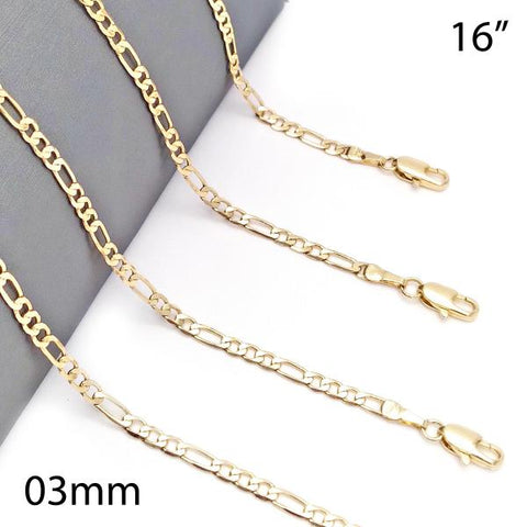 Gargantilla Básica 5.222.017.16 Oro Laminado, Diseño de Figaro, Pulido, Dorado