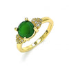 Anillo Multi Piedra 01.284.0049.1.07 Oro Laminado, Diseño de Corazon, con Zirconia Cubica Verde y Blanca, Pulido, Dorado