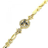 Pulsera Elegante 03.210.0130.1.08 Oro Laminado, Diseño de Flor y Besos y Abrazos, Diseño de Flor, con Zirconia Cubica Negro y Blanca, Pulido, Dorado