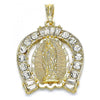 Dije Religioso 05.351.0148 Oro Laminado, Diseño de Guadalupe, con Cristal Blanca, Pulido, Dorado