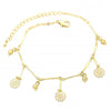 Pulsera de Dije 03.105.0032.10 Oro Laminado, Diseño de Flor y Torcido, Diseño de Flor, Pulido, Dorado