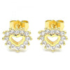 Arete Dormilona 02.233.0024.7 Oro Laminado, Diseño de Corazon, con Zirconia Cubica Blanca, Pulido, Dorado