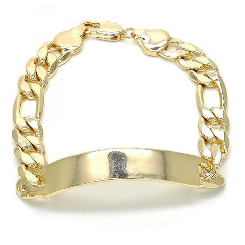Pulsera con Placa 03.168.0023.09 Oro Laminado, Pulido, Dorado