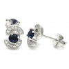 Arete Dormilona 02.369.0008.3 Plata Rodinada, con Zirconia Cubica Zafiro Azul y Blanca, Pulido, Rodinado