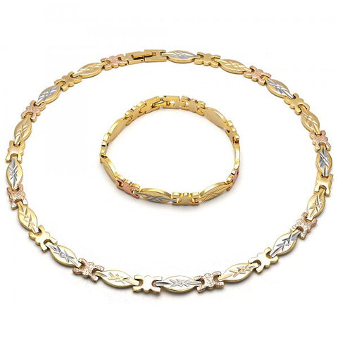 Collar y Pulso 06.102.0003 Oro Laminado, Diamantado, Tricolor