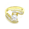 Anillo Multi Piedra 01.283.0018.08 Oro Laminado, con Zirconia Cubica Blanca, Pulido, Dorado