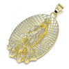 Dije Religioso 05.213.0108 Oro Laminado, Diseño de Guadalupe y Flor, Diseño de Guadalupe, Diamantado, Dorado