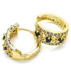 Argolla Huggie 02.210.0084.13.15 Oro Laminado, con Zirconia Cubica Negro y Blanca, Pulido, Dorado