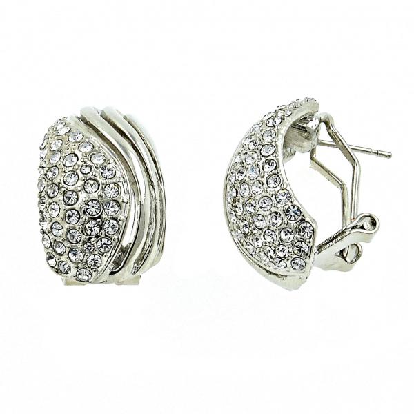Arete Dormilona 02.59.0067.1 *PROMO* Rodio Laminado, con Cristal Blanca, Pulido, Rodinado