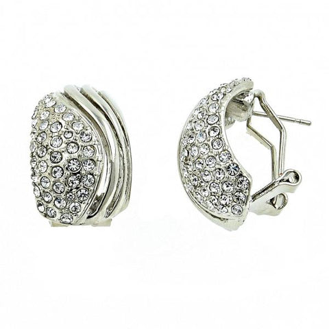 Arete Dormilona 02.59.0067.1 *PROMO* Rodio Laminado, con Cristal Blanca, Pulido, Rodinado