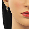 Arete Gancho Frances 5.125.012.7 Oro Laminado, Diseño de Gota, con Cristal Negro y Blanca, Pulido, Dorado