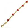Tobillera Elegante 03.213.0015.6.10 Oro Laminado, Diseño de Flor, Esmaltado Rojo, Dorado
