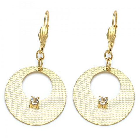 Arete Colgante 02.64.0063 Oro Laminado, con Zirconia Cubica Blanca, Dorado
