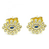 Arete Dormilona 02.156.0553 Oro Laminado, Diseño de Ojo Griego, con Micro Pave Zafiro Azul y Blanca, Pulido, Dorado