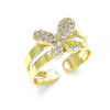 Anillo Infantil 01.233.0017 Oro Laminado, Diseño de Mariposa, con Micro Pave Blanca, Pulido, Dorado