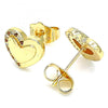 Arete Dormilona 02.156.0495.1 Oro Laminado, Diseño de Corazon, con Micro Pave Granate y Blanca, Pulido, Dorado