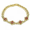 Pulsera Elegante 03.357.0015.2.07 Oro Laminado, con Zirconia Cubica Granate, Pulido, Dorado